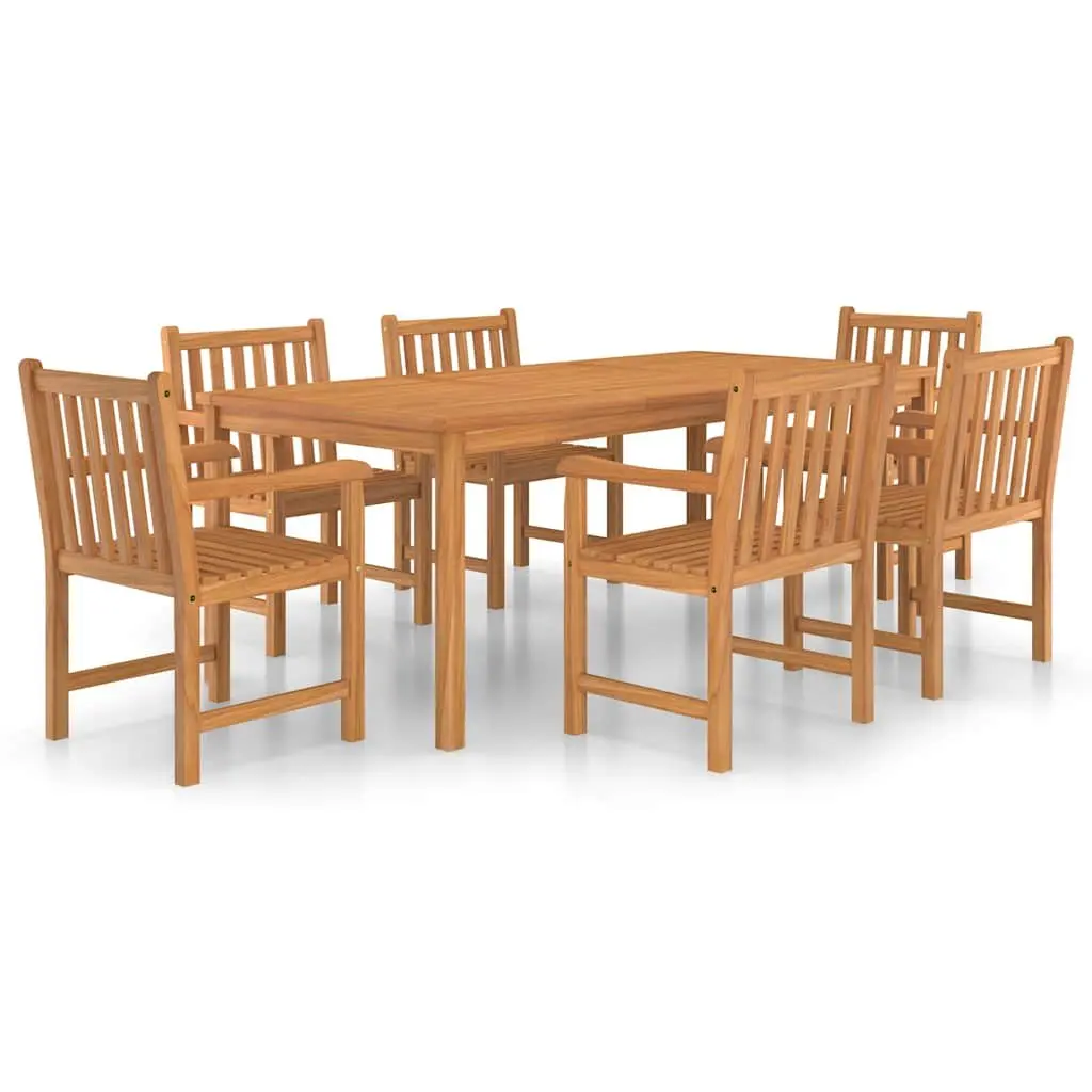 Outdoor Dining Set Solid Teak Wood 7 Piece Garden Furniture Table Chairs Brown