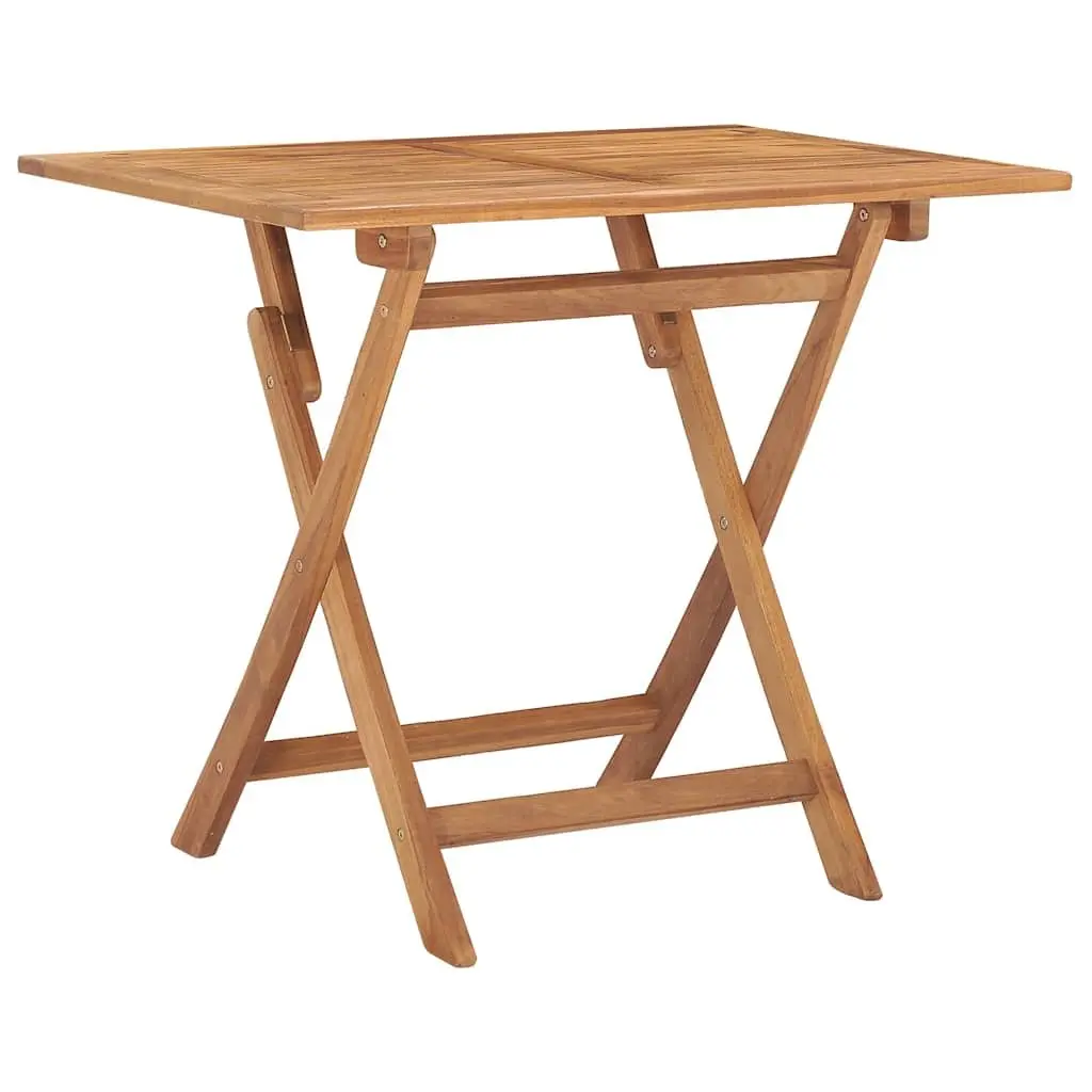 5 Piece Folding Outdoor Dining Set Solid Teak Wood Brown Garden Furniture