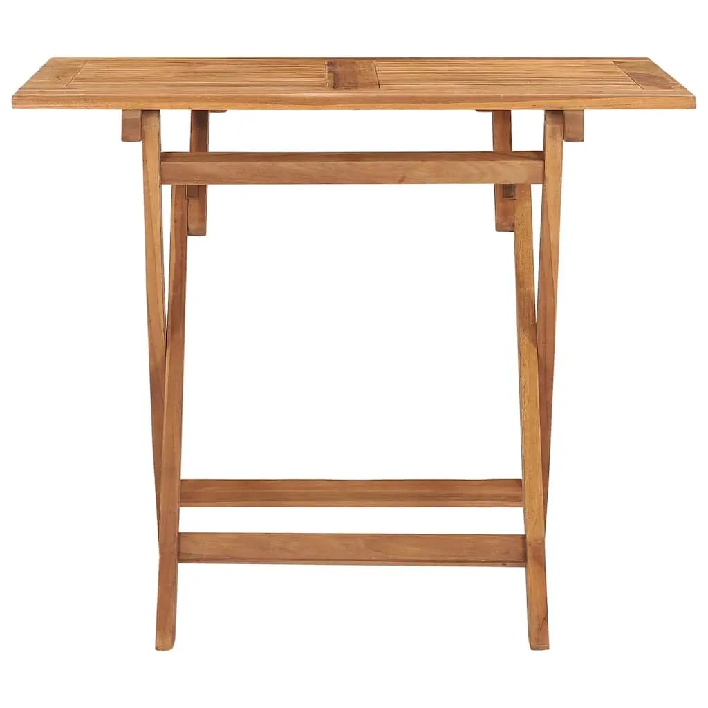 5 Piece Folding Outdoor Dining Set Solid Teak Wood Brown Garden Furniture