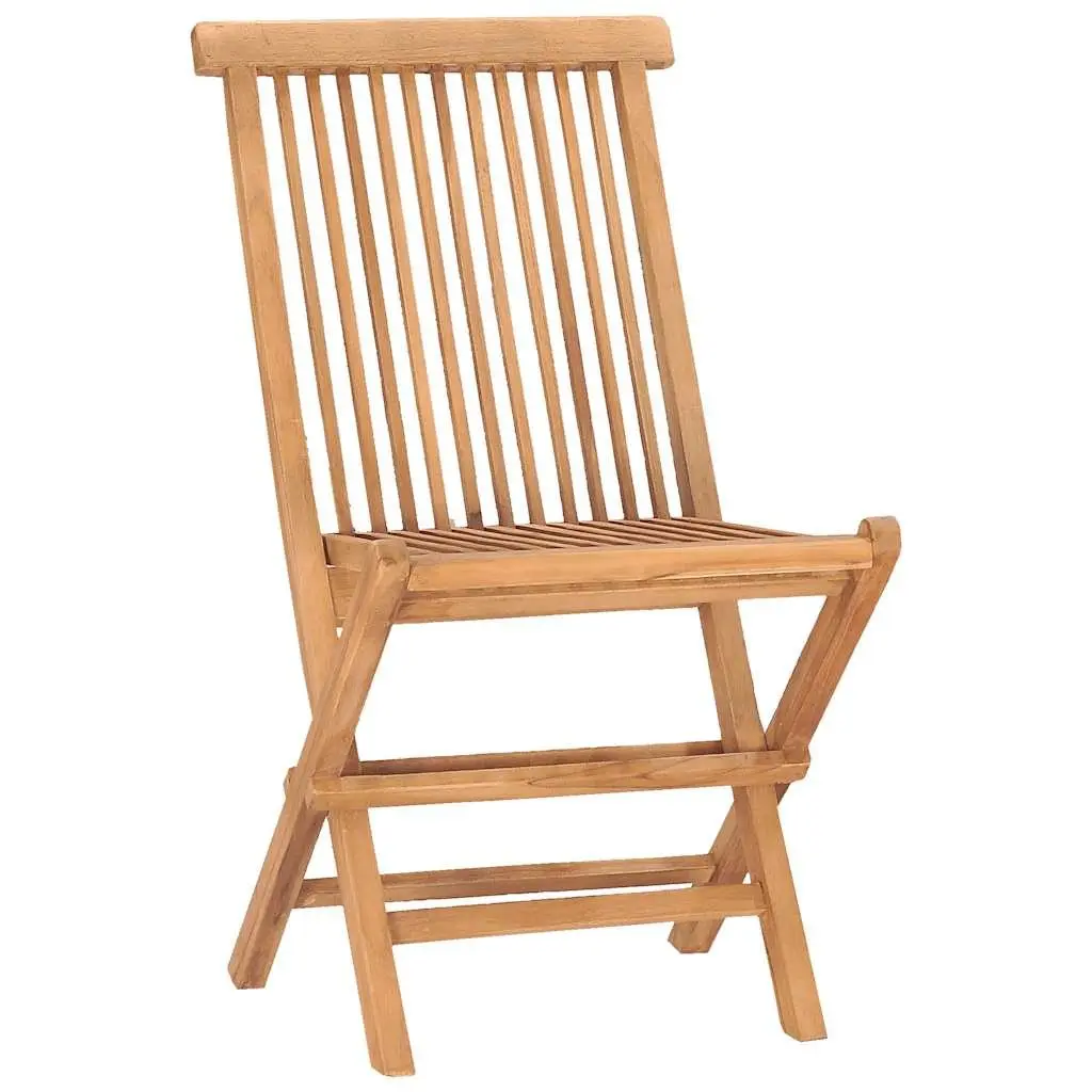 5 Piece Folding Outdoor Dining Set Solid Teak Wood Brown Garden Furniture