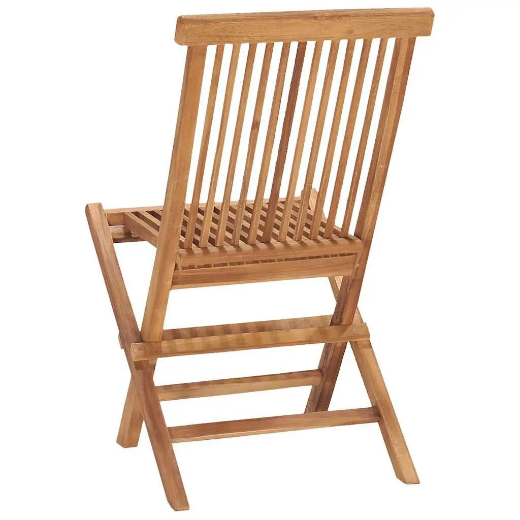 5 Piece Folding Outdoor Dining Set Solid Teak Wood Brown Garden Furniture