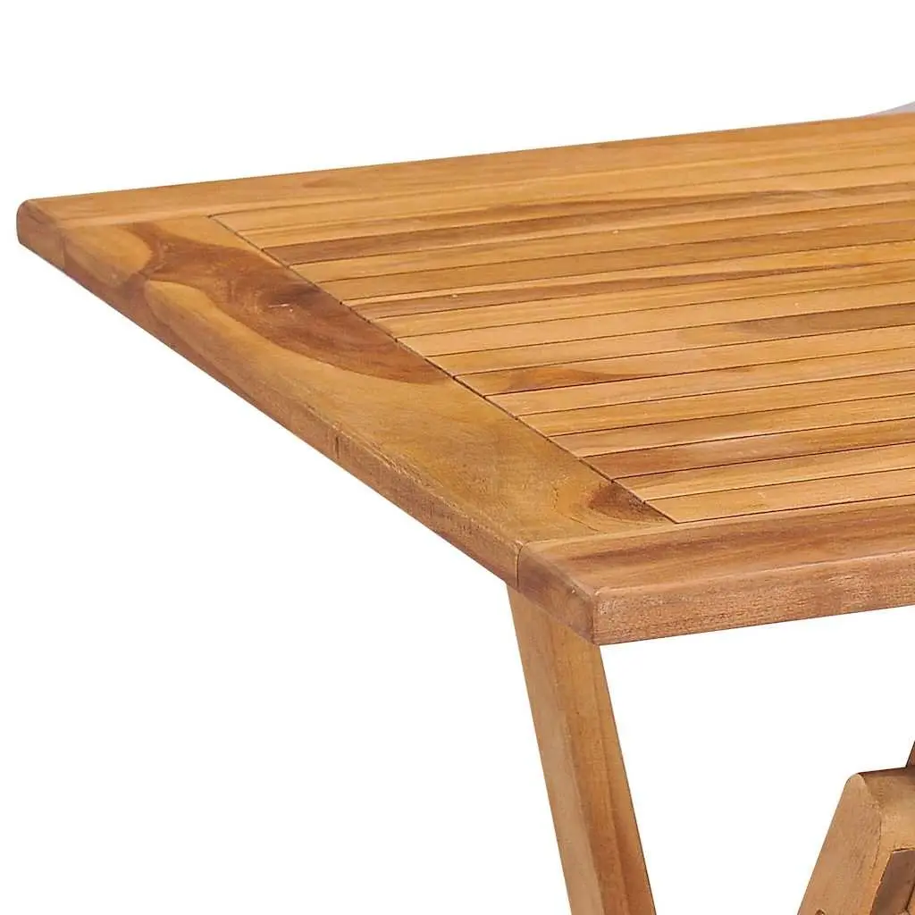 5 Piece Folding Outdoor Dining Set Solid Teak Wood Brown Garden Furniture