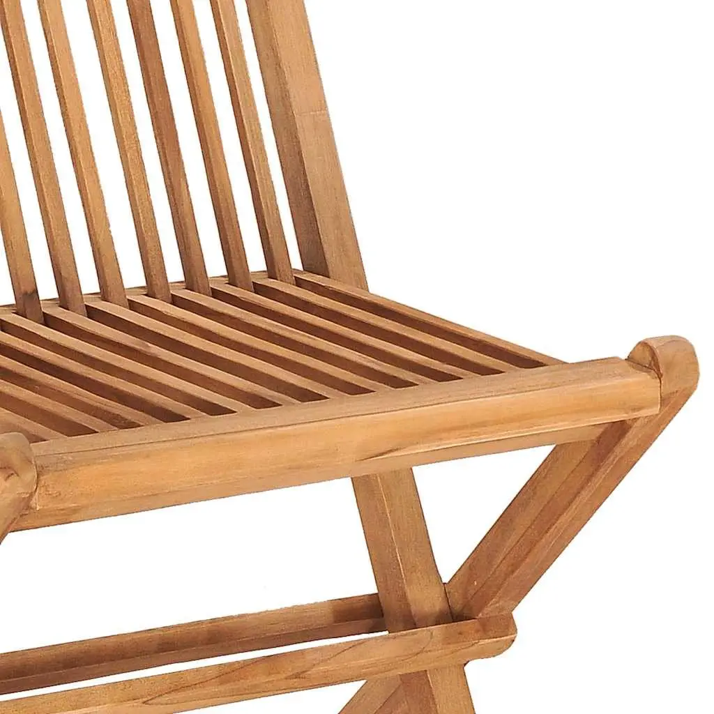 5 Piece Folding Outdoor Dining Set Solid Teak Wood Brown Garden Furniture