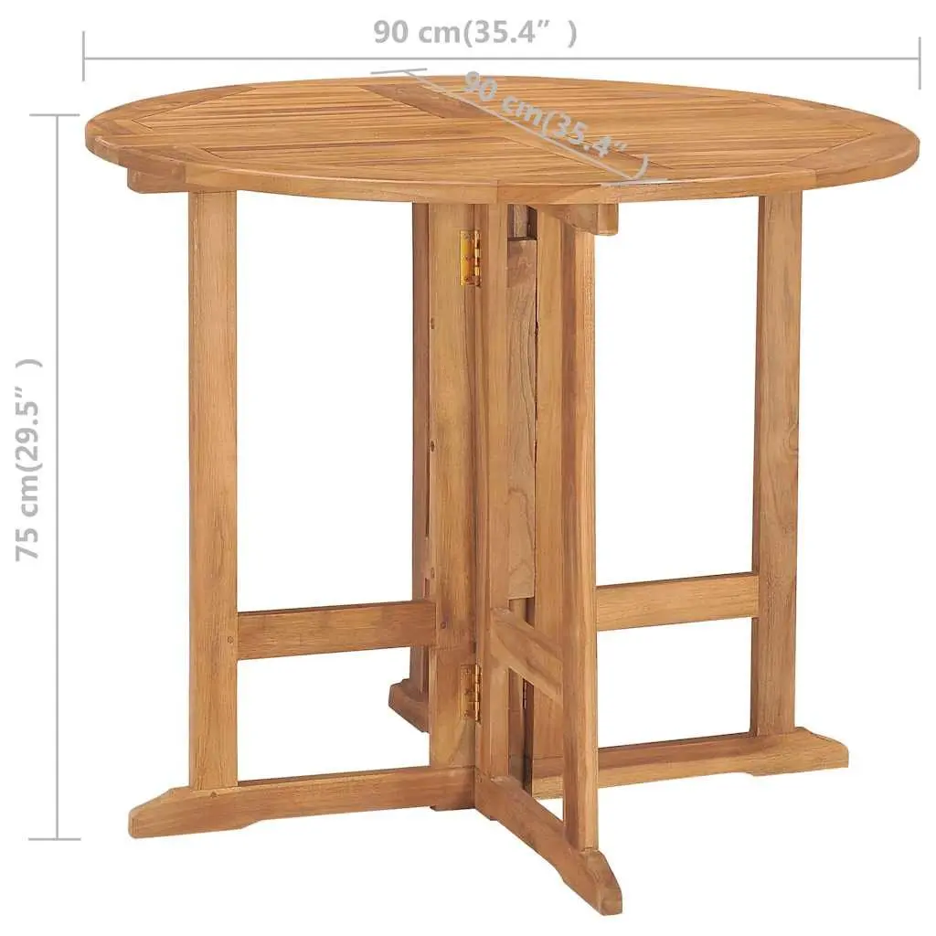 Outdoor Dining Set Teak Wood 5 Piece Folding Table Chairs Brown