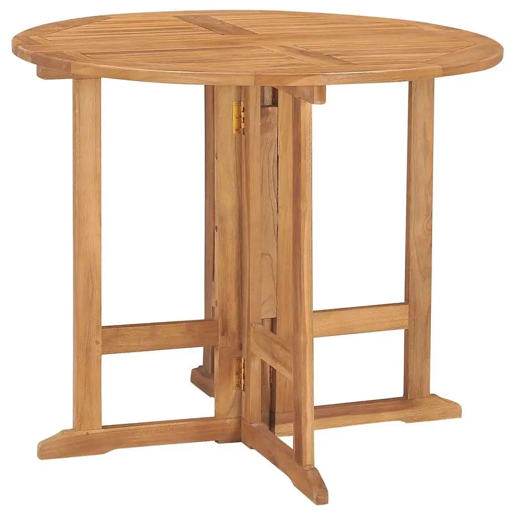 Outdoor Dining Set Teak Wood 5 Piece Folding Table Chairs Brown