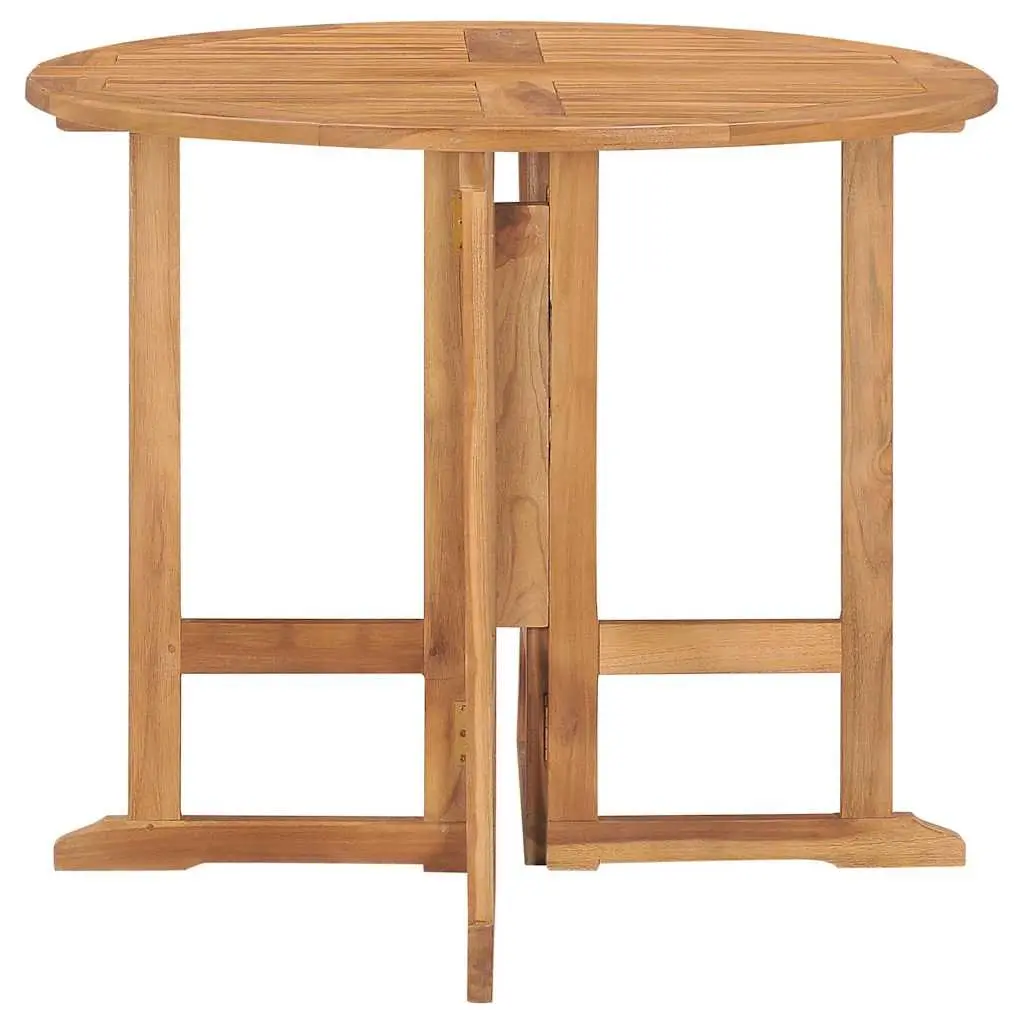 Outdoor Dining Set Teak Wood 5 Piece Folding Table Chairs Brown