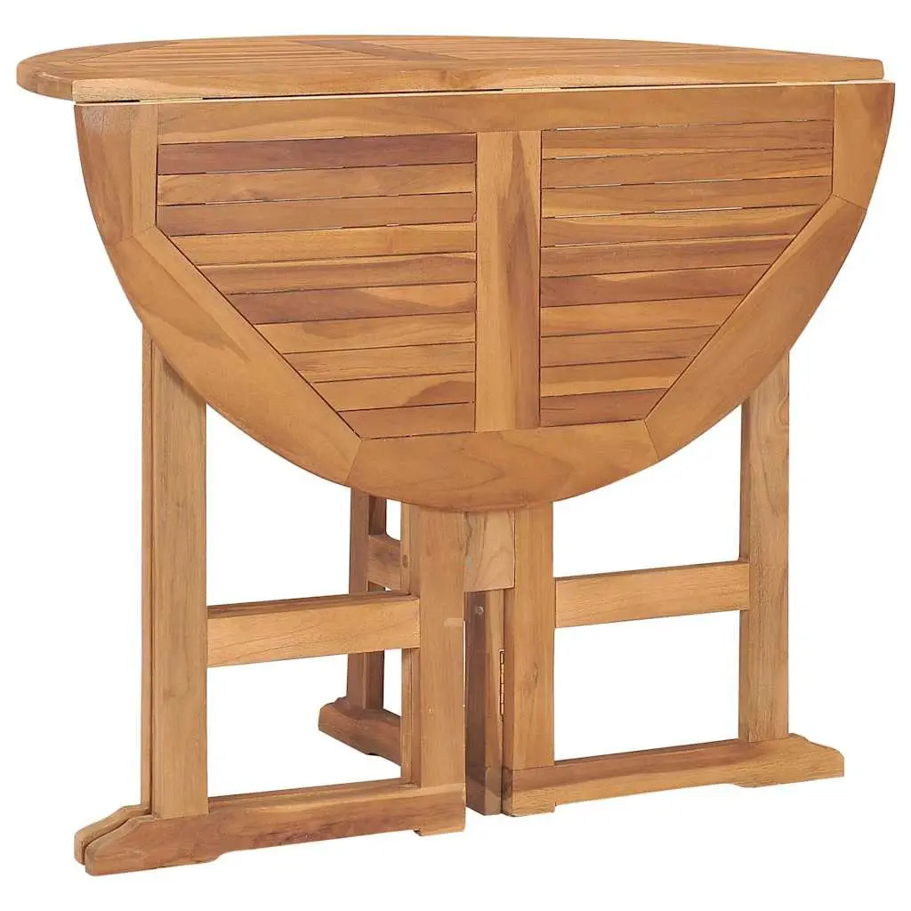 Outdoor Dining Set Teak Wood 5 Piece Folding Table Chairs Brown