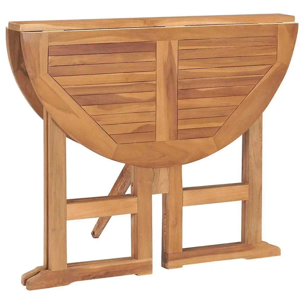 Outdoor Dining Set Teak Wood 5 Piece Folding Table Chairs Brown