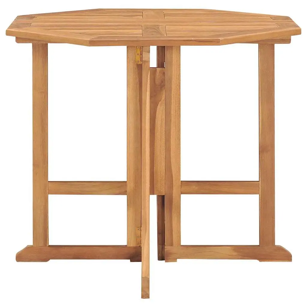 Outdoor Dining Set 5 Piece Brown Teak Wood Foldable Table and Chairs