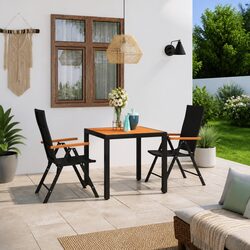 3 Piece Outdoor Garden Dining Set PE Rattan Chairs WPC Table Patio Furniture