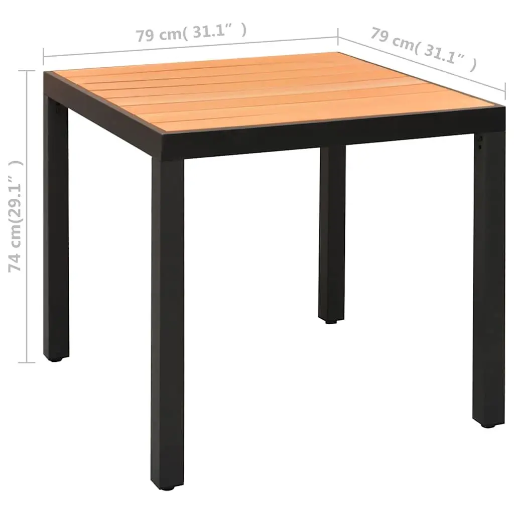 Outdoor Dining Set Lightweight PE Rattan Chairs Aluminium Frame WPC Table Black 3 Piece