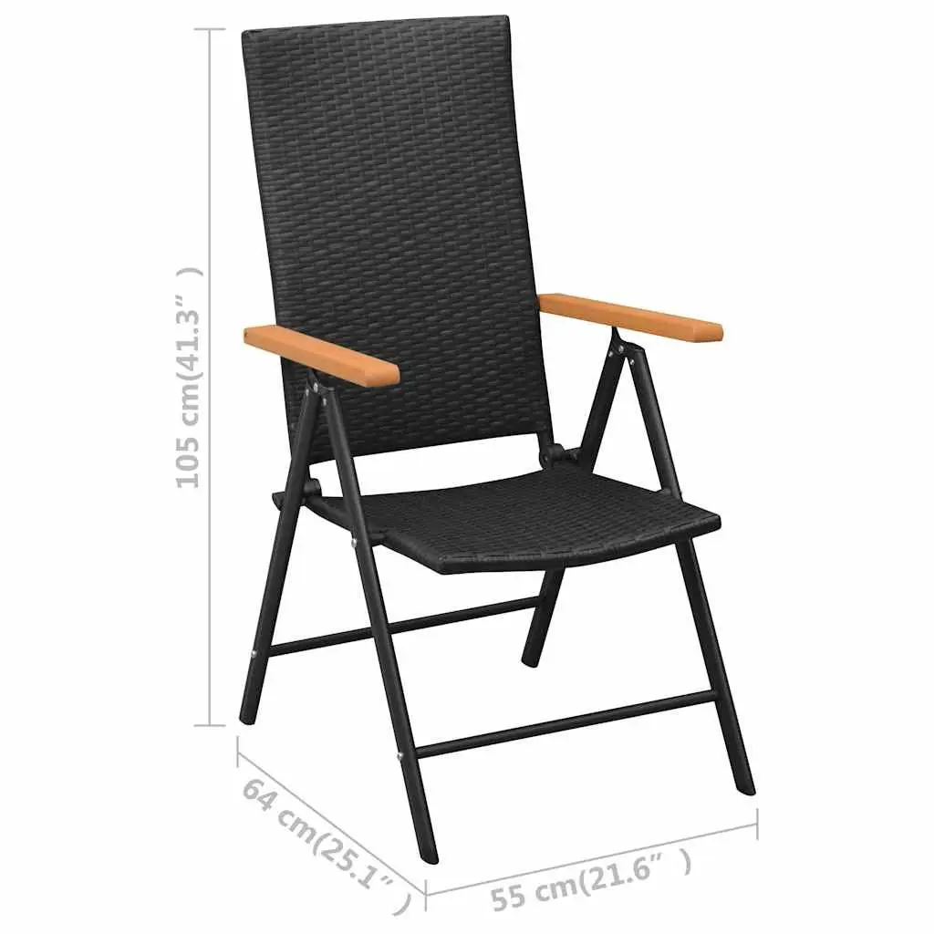 Outdoor Dining Set Lightweight PE Rattan Chairs Aluminium Frame WPC Table Black 3 Piece
