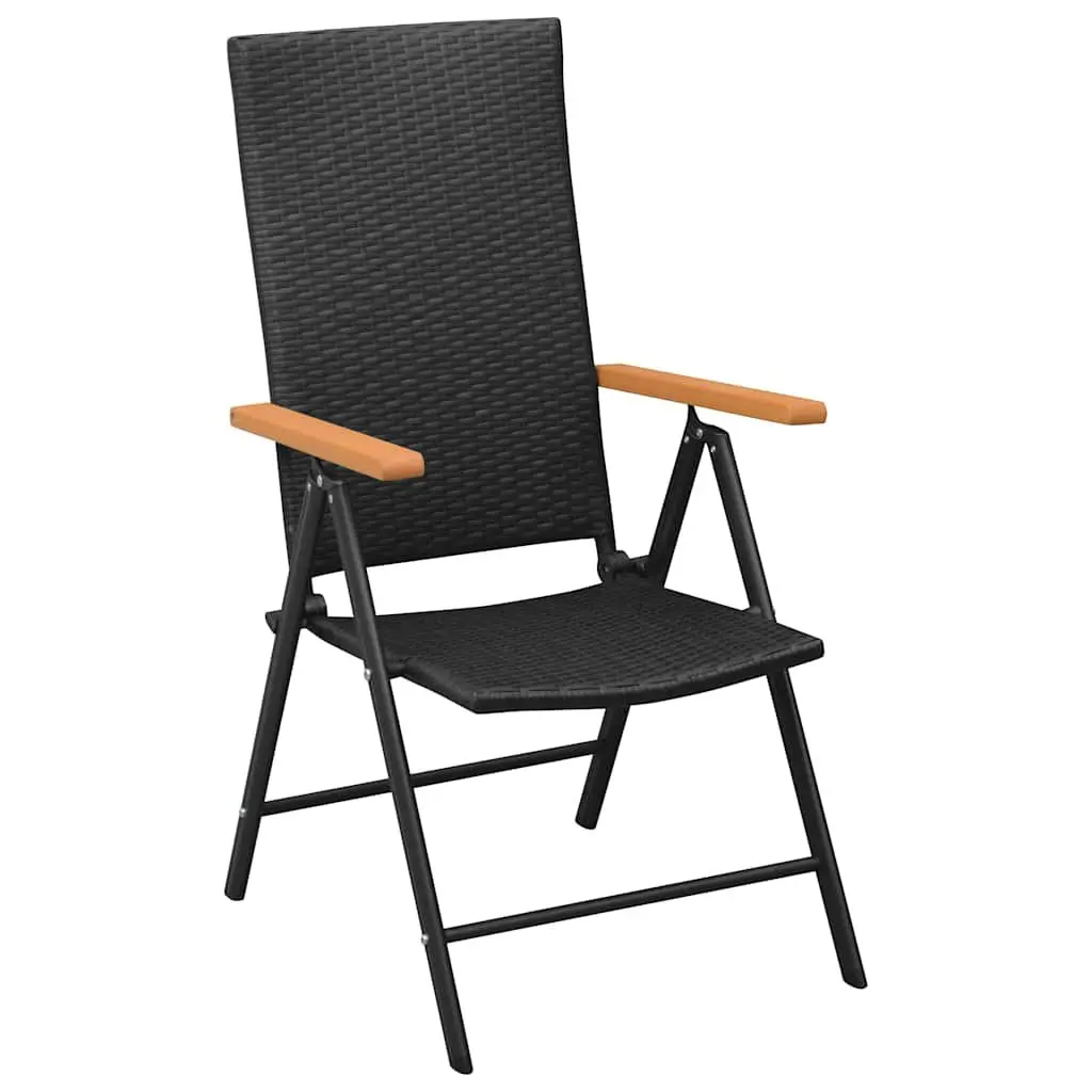 Outdoor Dining Set Lightweight PE Rattan Chairs Aluminium Frame WPC Table Black 3 Piece