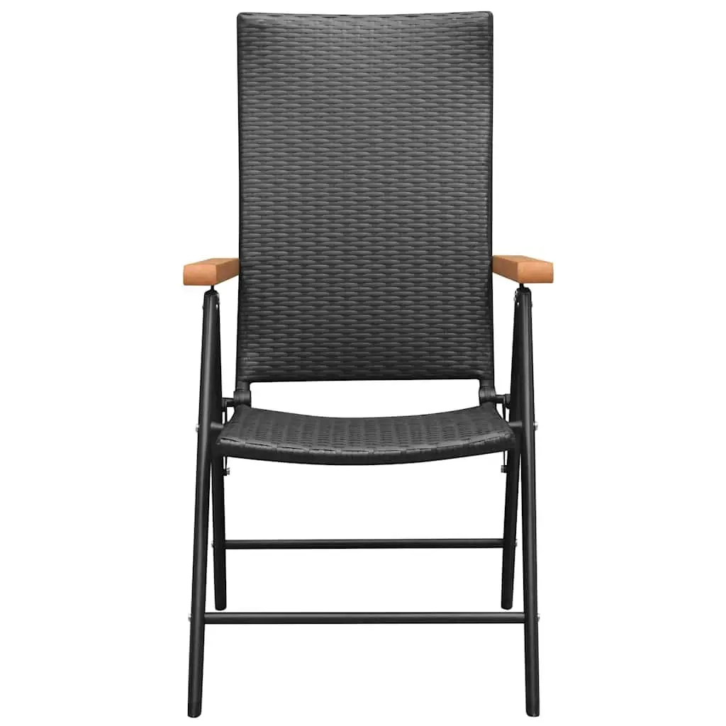 Outdoor Dining Set Lightweight PE Rattan Chairs Aluminium Frame WPC Table Black 3 Piece