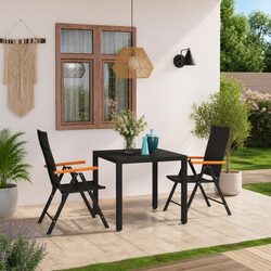 Garden Dining Set 3 Piece Outdoor Patio Furniture Table and Chairs Black Brown