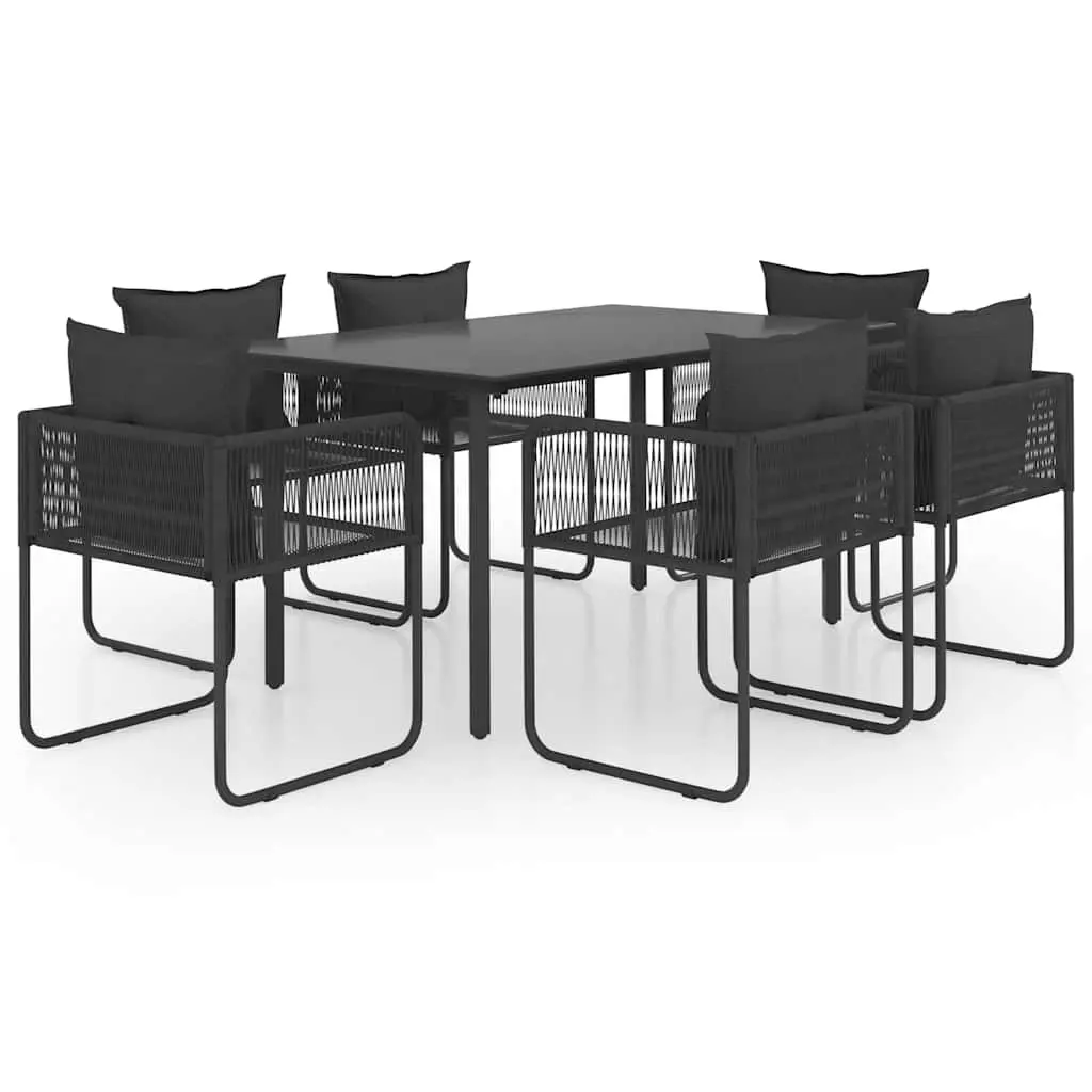 Outdoor Garden Dining Set 7 Piece Black Rattan Chair Table Patio Furniture