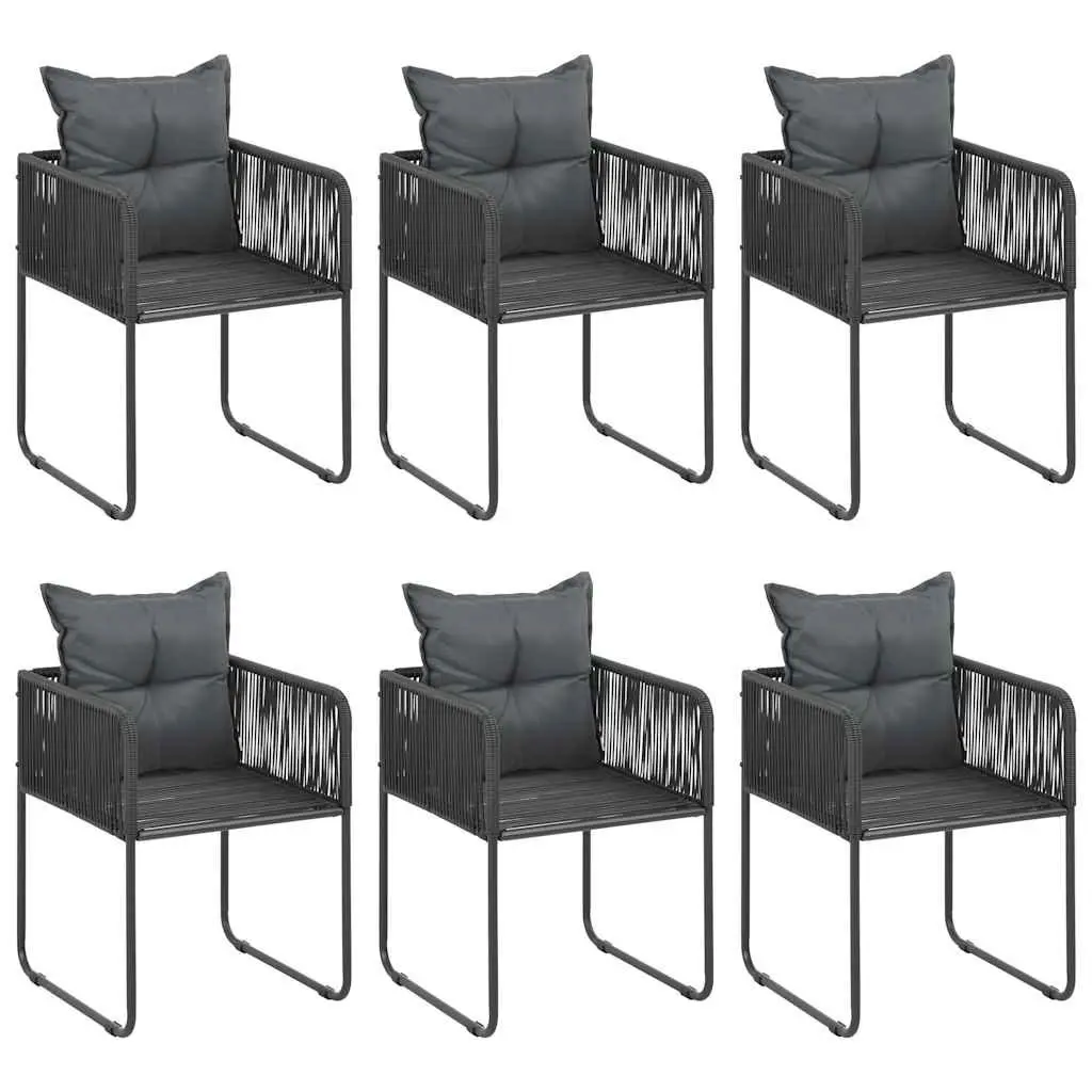 Outdoor Garden Dining Set 7 Piece Black Rattan Chair Table Patio Furniture