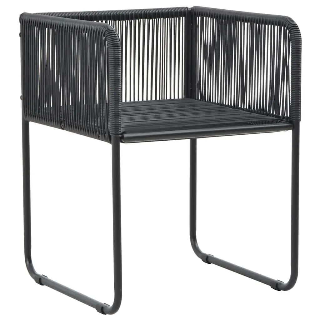 3 Piece Outdoor Dining Set Black Garden Furniture Rattan Chair Table Patio