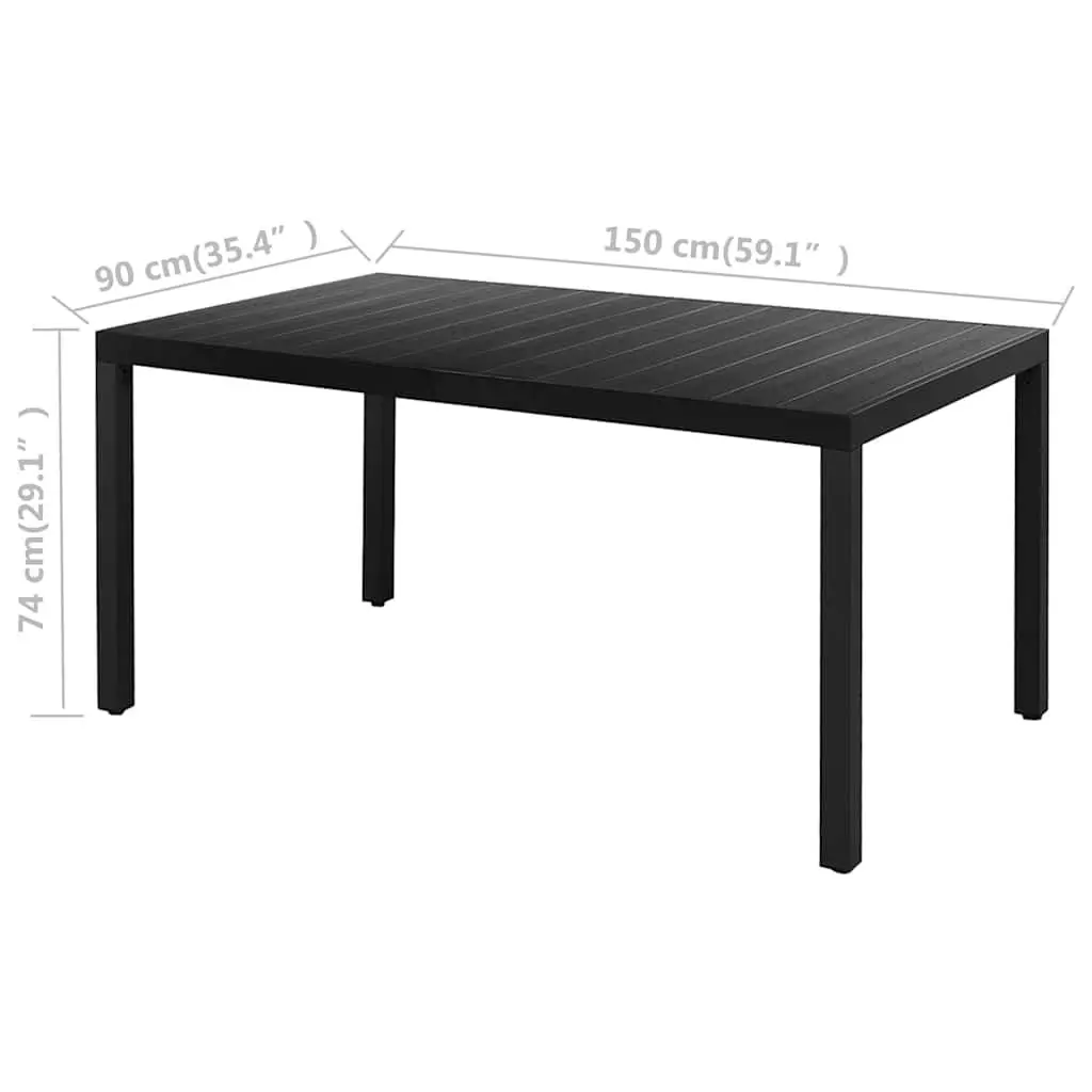 7 Piece Garden Dining Set Rattan PVC Steel Aluminium WPC Black