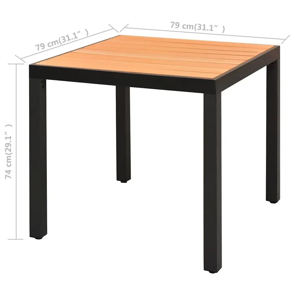 5 Piece Garden Dining Set PVC Rattan Chairs Powder-coated Steel Frame Aluminium Table WPC Top Black