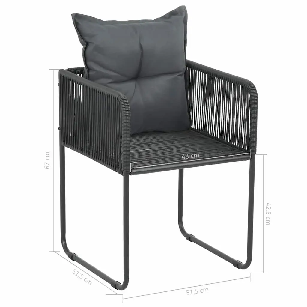 5 Piece Outdoor Dining Set Black Rattan Chairs Aluminium Table WPC Top for Garden and Patio Use