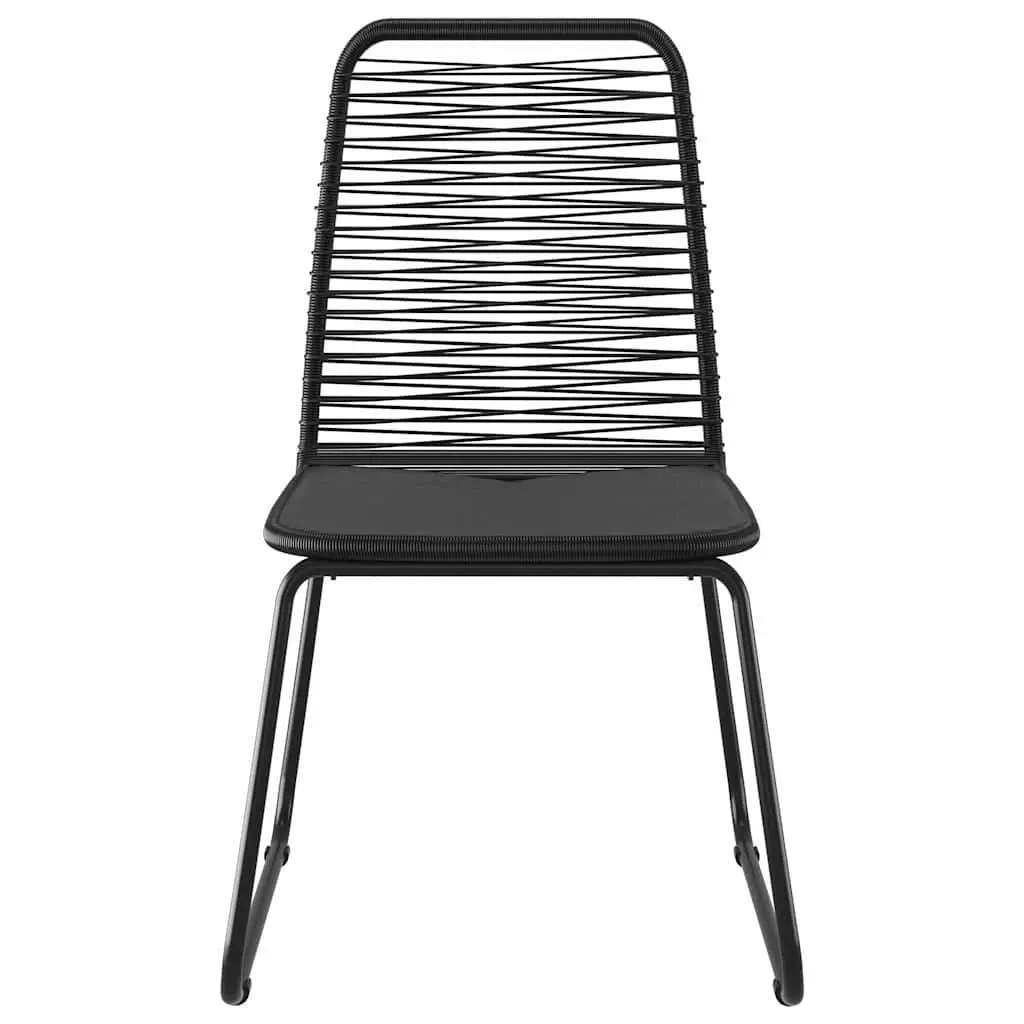 Outdoor Dining Set PVC Rattan Powder-Coated Steel Frame 5 Piece Garden Patio Furniture Table Chairs Black