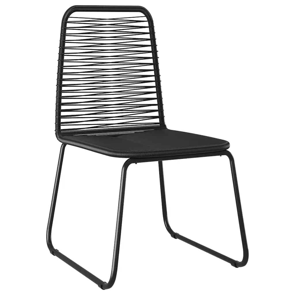 5 Piece Outdoor Dining Set PVC Rattan Chairs Glass Table Black