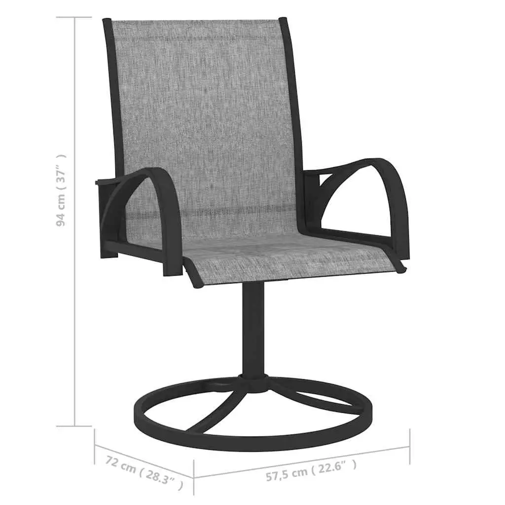 3 Piece Garden Dining Set Grey Textilene Chairs Powder Coated Steel Frame Outdoor Furniture