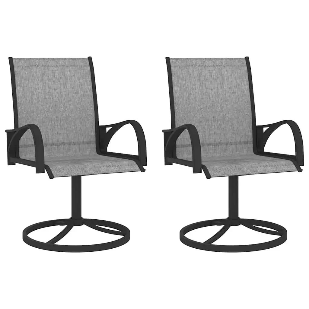 3 Piece Garden Dining Set Grey Textilene Chairs Powder Coated Steel Frame Outdoor Furniture