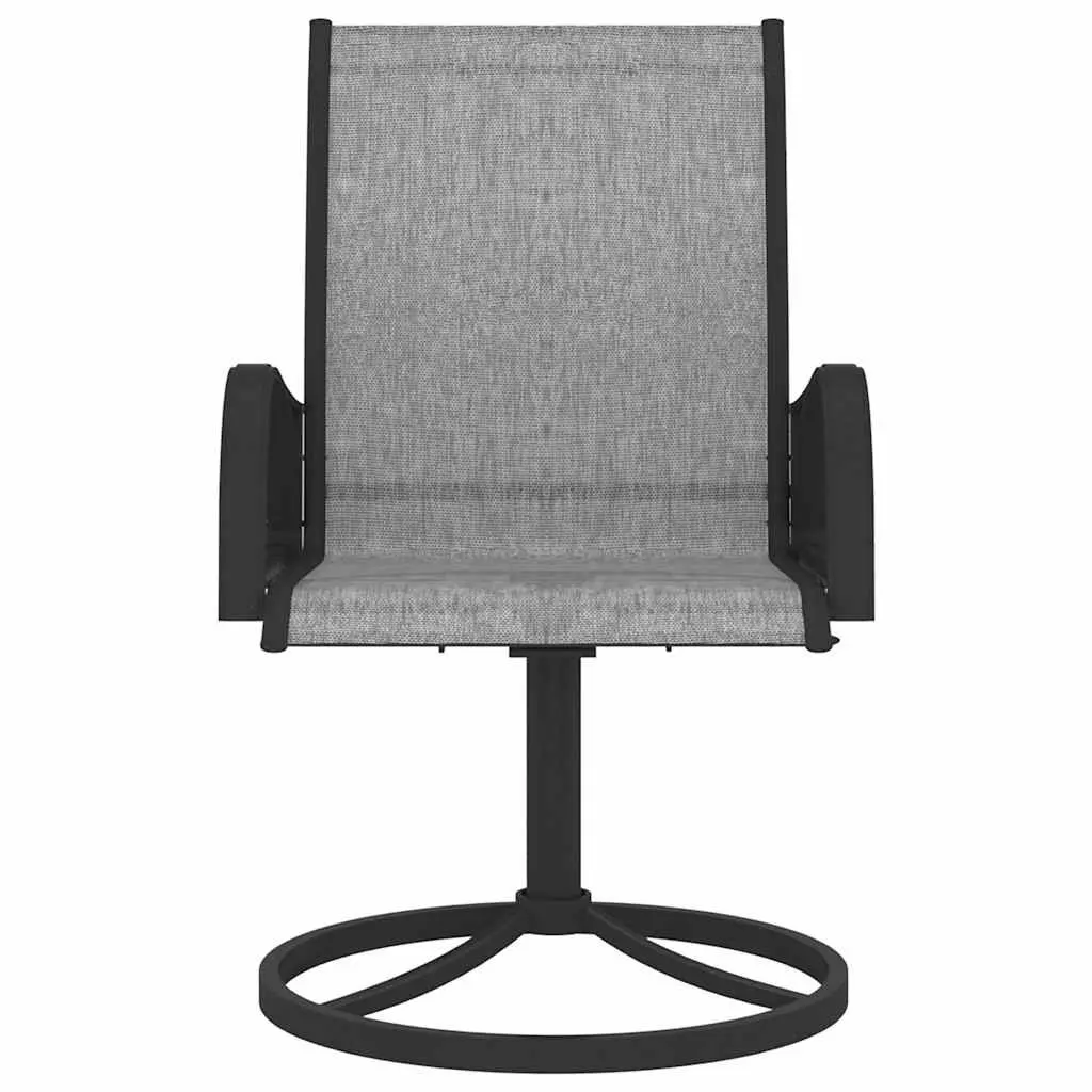 3 Piece Garden Dining Set Grey Textilene Chairs Powder Coated Steel Frame Outdoor Furniture