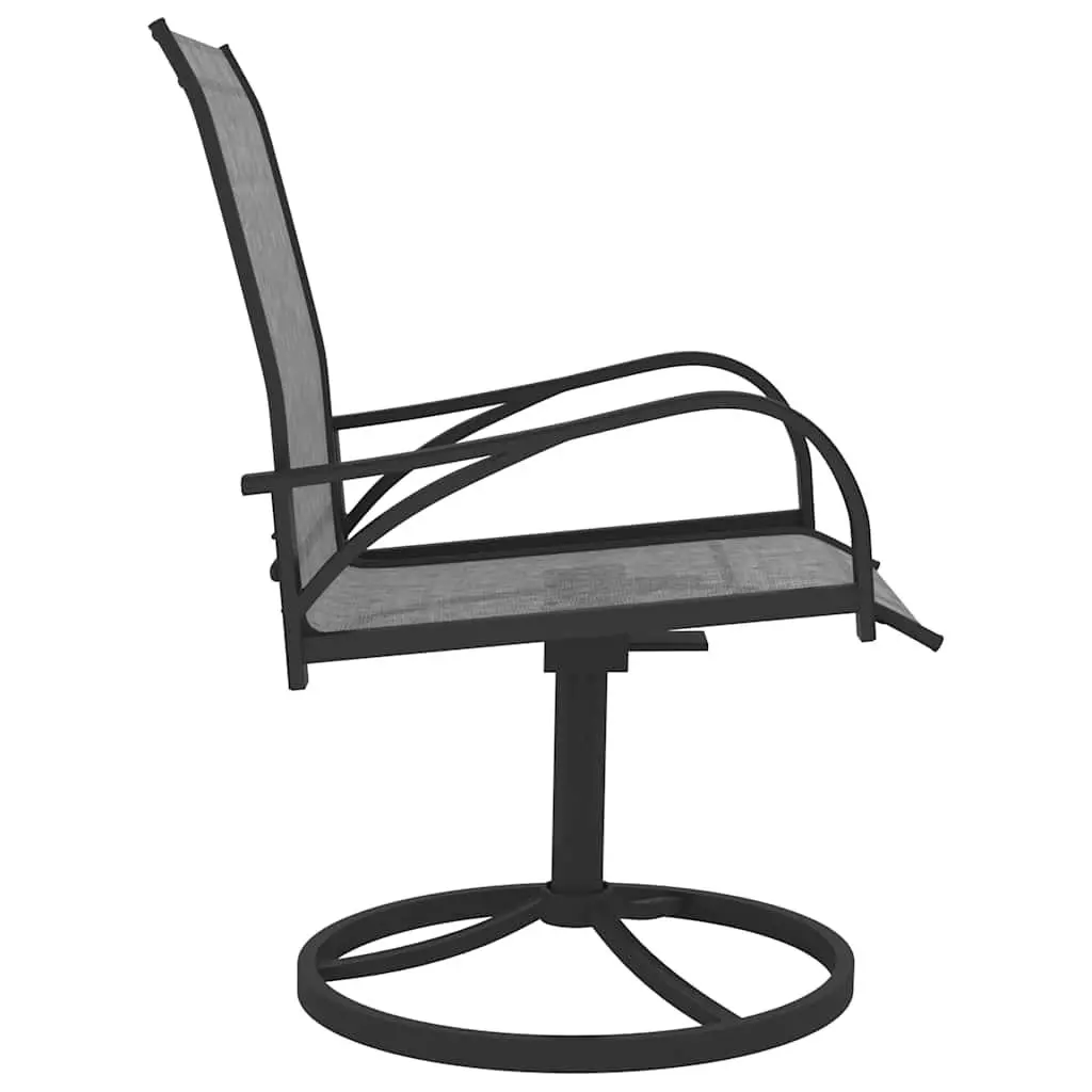 3 Piece Garden Dining Set Grey Textilene Chairs Powder Coated Steel Frame Outdoor Furniture