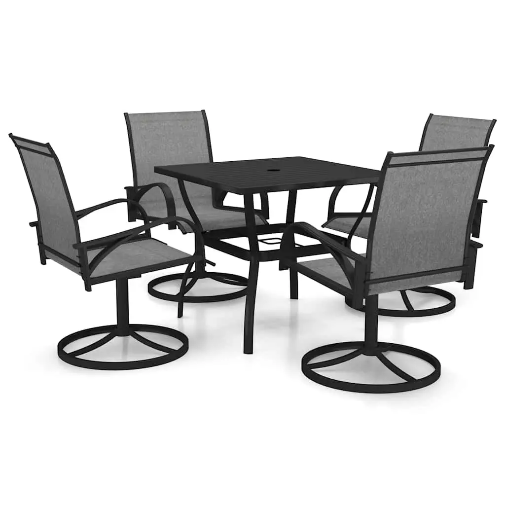Outdoor Dining Set Grey 5 Piece Table and Chairs Steel Textilene Construction