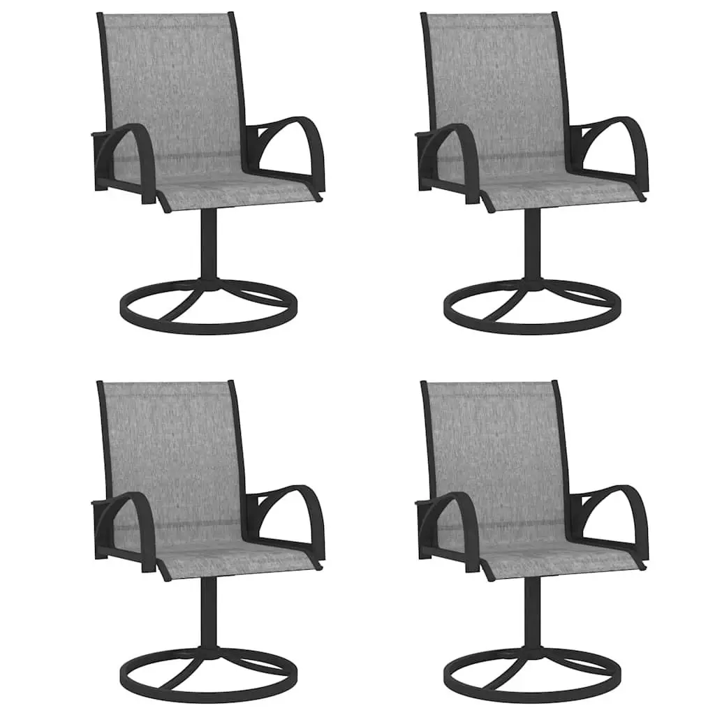 Outdoor Dining Set Grey 5 Piece Table and Chairs Steel Textilene Construction