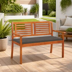 2-Seater Garden Bench, 120cm, Solid Wood