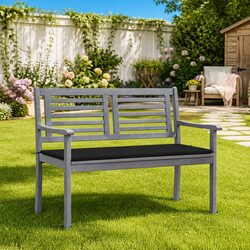 Sturdy 2-Seater Garden Bench with Cushion for Home Use