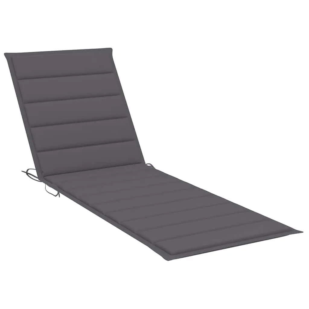 Sun Lounger Acacia Wood Adjustable Backrest Grey with Cushion