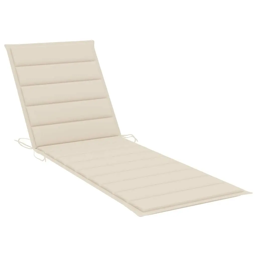 Adjustable Sun Lounger Acacia Wood Grey Cushion Outdoor Garden Relaxation Chair