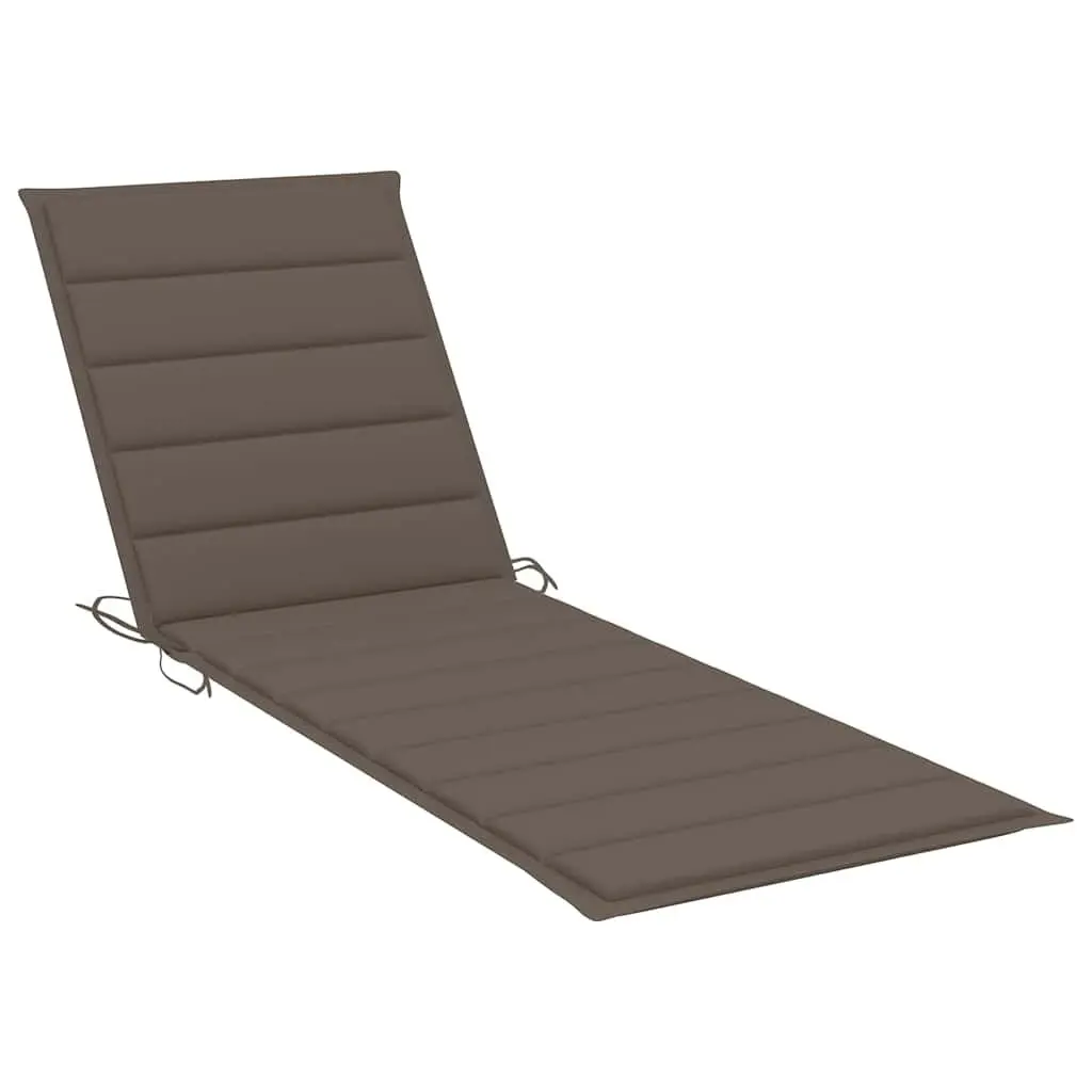 Outdoor Lounger Acacia Wood Adjustable Backrest Grey Cushion Patio Furniture with Wheels