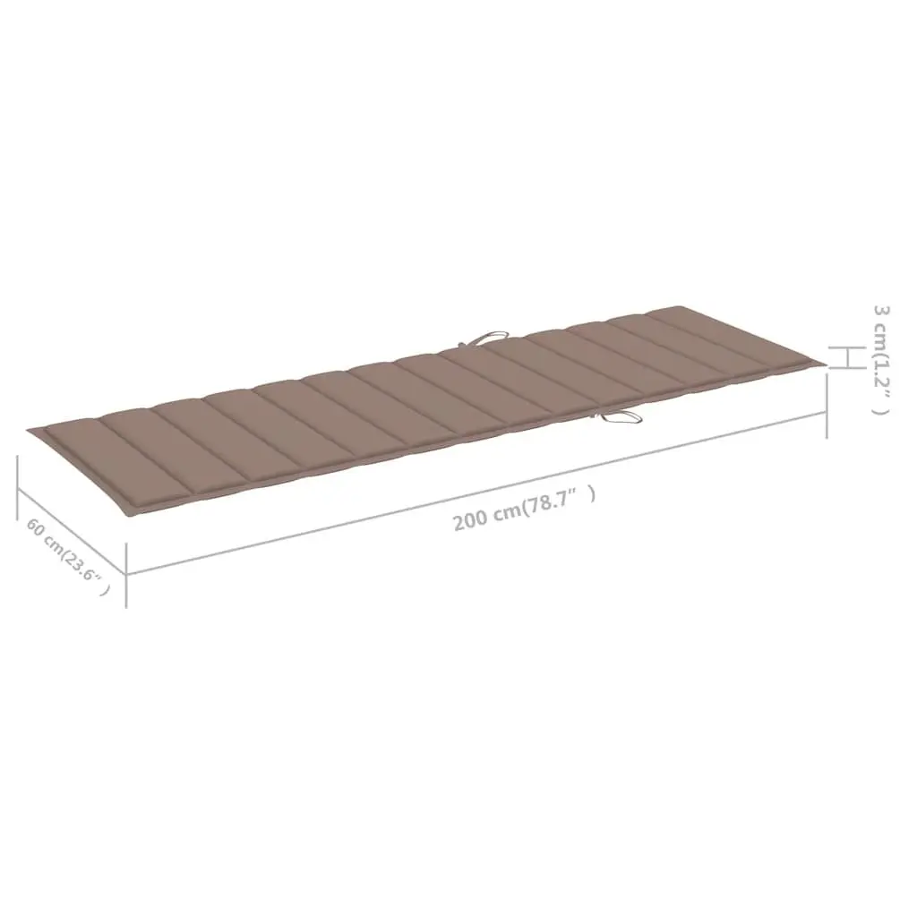 Outdoor Lounger Acacia Wood Adjustable Backrest Grey Cushion Patio Furniture with Wheels