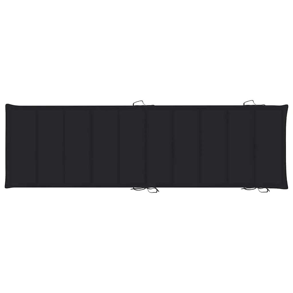 Sun Lounger Wooden Folding Deck Chair Black with Cushion