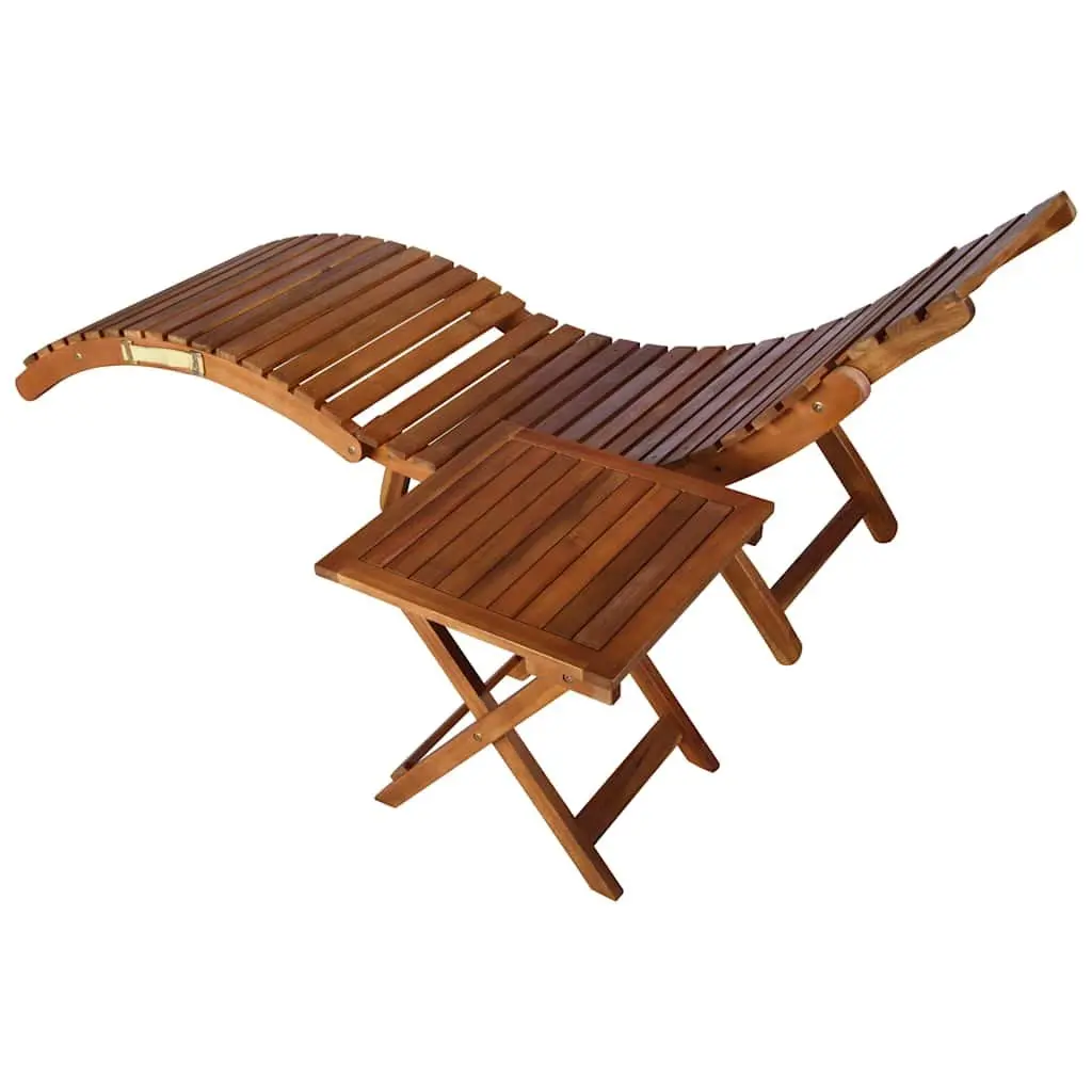Sun Lounger with Side Table and Cushion Outdoor Garden Patio Relaxation