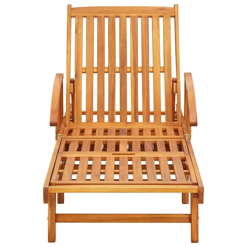 Sun Lounger Garden Outdoor Patio Relaxer Adjustable Backrest with Wheels Cushion