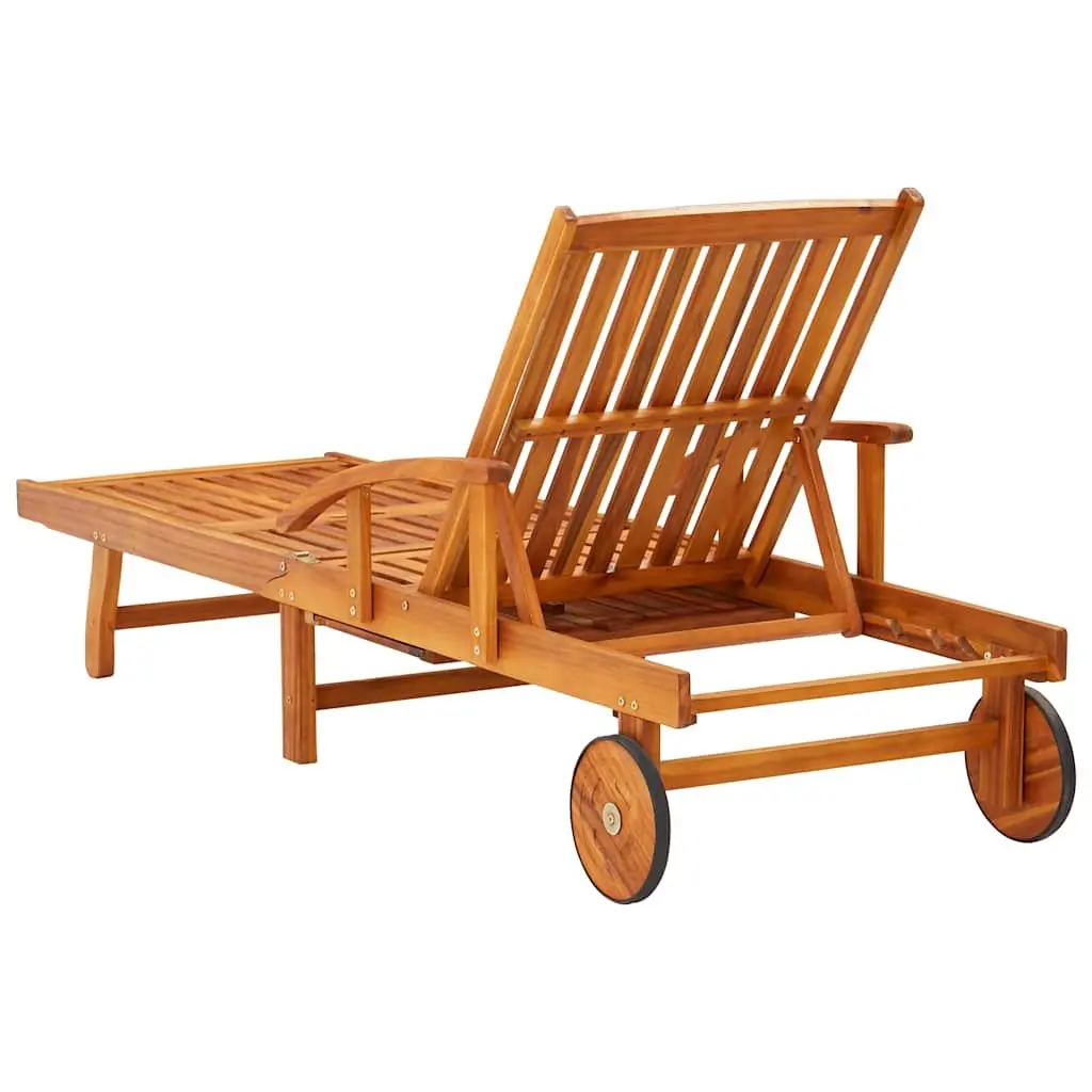 Sun Lounger Garden Outdoor Patio Relaxer Adjustable Backrest with Wheels Cushion