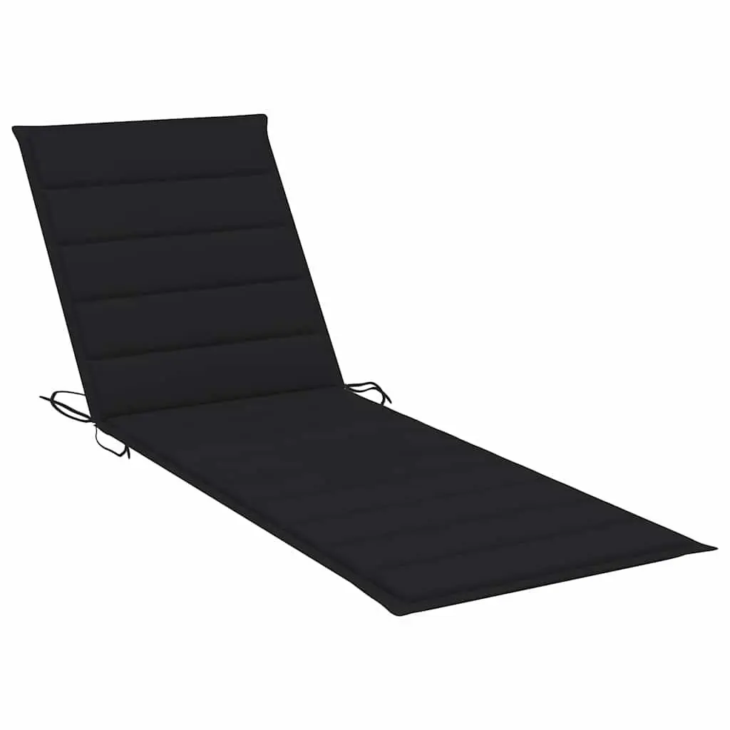 Sun Lounger Solid Acacia Wood Adjustable Backrest Black