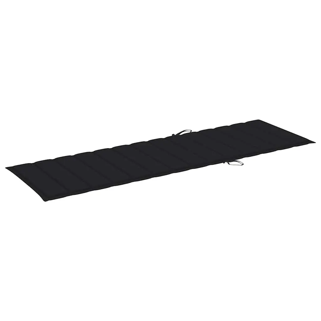 Sun Lounger Solid Acacia Wood Adjustable Backrest Black