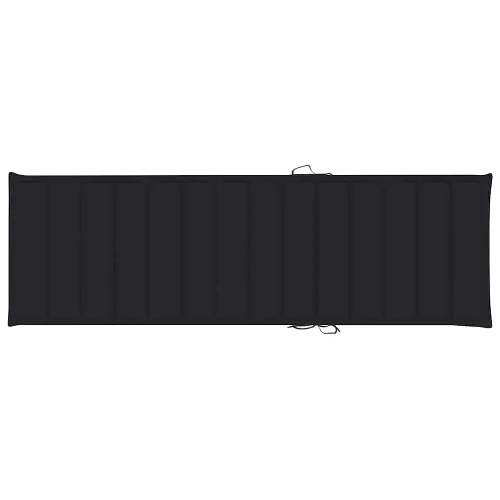 Sun Lounger Solid Acacia Wood Adjustable Backrest Black