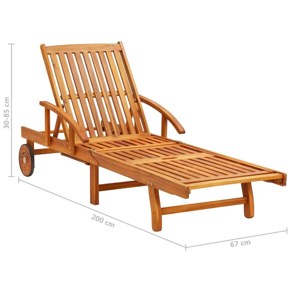 Sun Lounger Acacia Wood Adjustable Backrest Blue