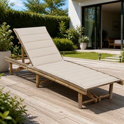 Practical Bamboo Sun Lounger with 3 Reclining Positions