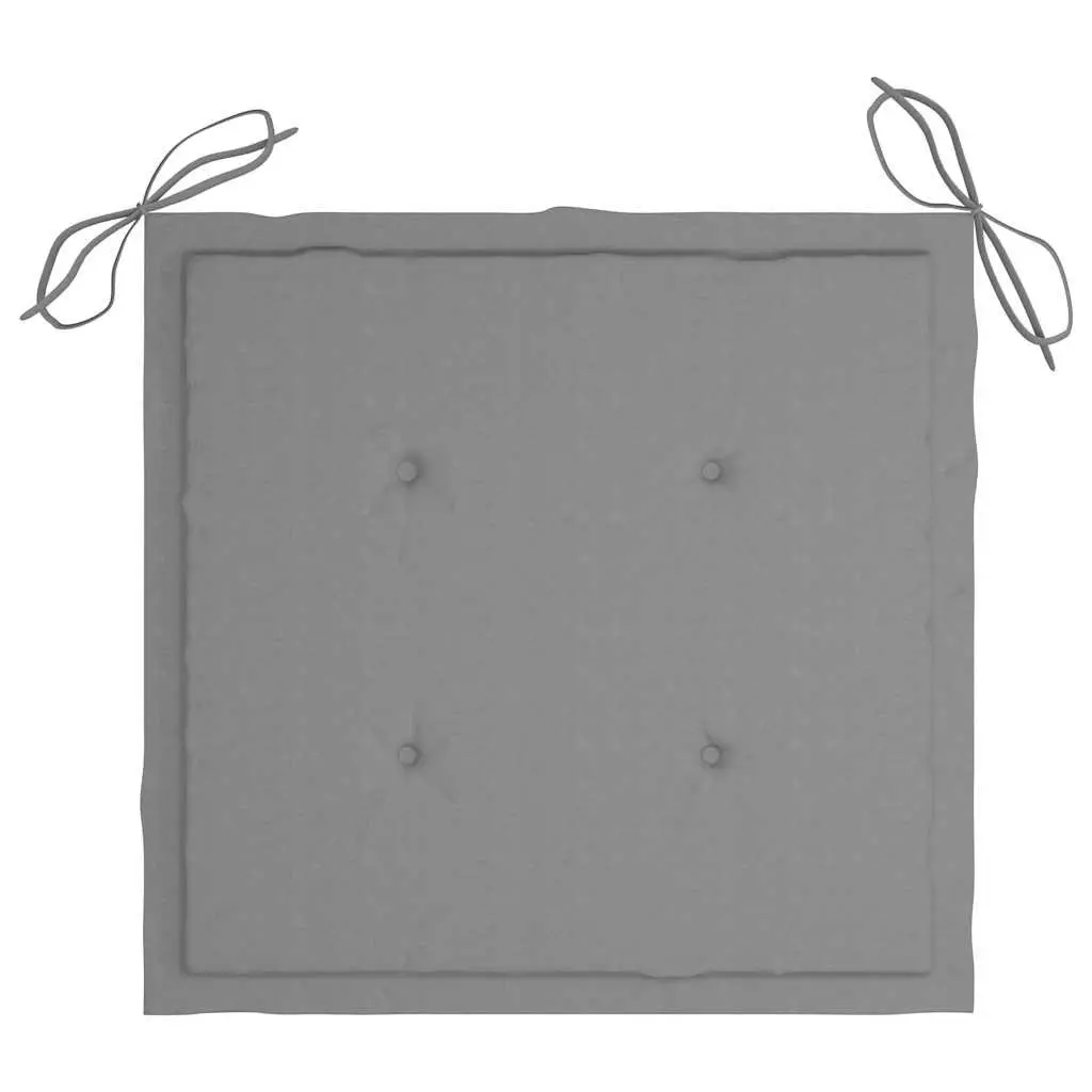Outdoor Garden Chairs Teak Wood Stackable 4 Pieces Grey Cushions
