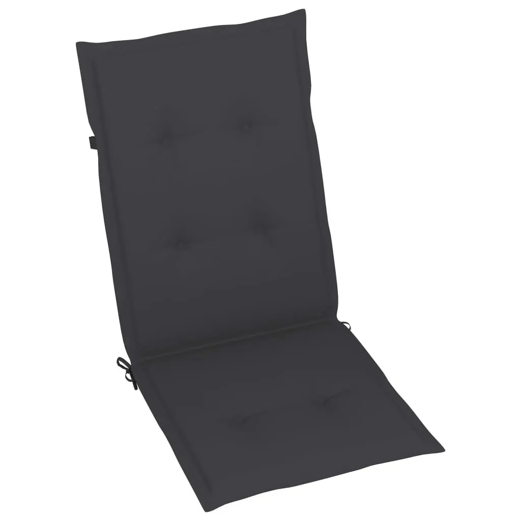 Teak Wood Outdoor Patio Chairs Set 2 Pieces Reclining Lightweight Foldable with Cushions Anthracite